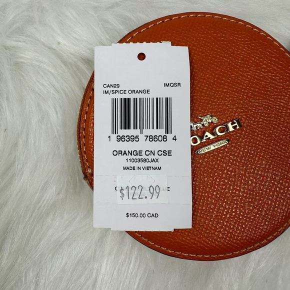 Coach Orange Coin Case Pouch In Leather/ Spice Orange CAN29 NWT - Picture 3 of 4